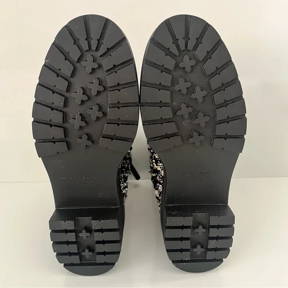 Tory Burch 50mm Tweed Lug Sole Combat Boots in Black/Multi - Picture 13 of 13